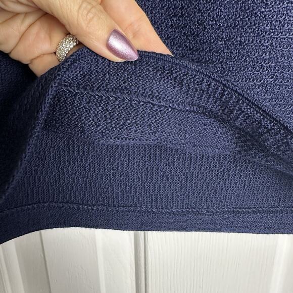 St John Mini Knit Wool Blend Blue Navy Straight Skirt Pencil Size 6 Zip $495 - Picture 3 of 8